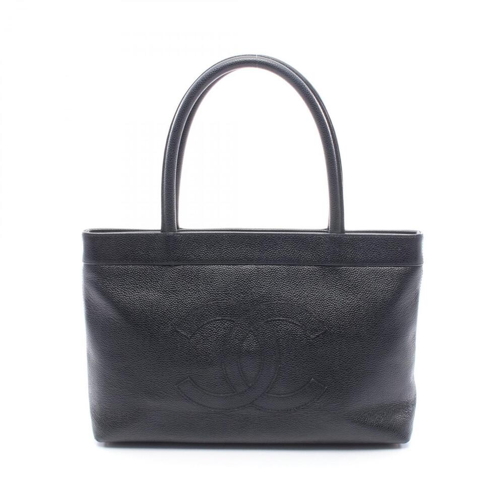 Chanel Coco Mark Tote Bag Leather Calfskin Cowhide Black